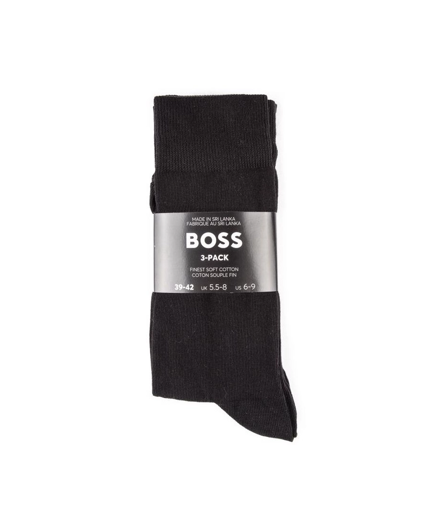 Hugo Boss Mens 3 Pack Cotton Socks - Black - Size Large